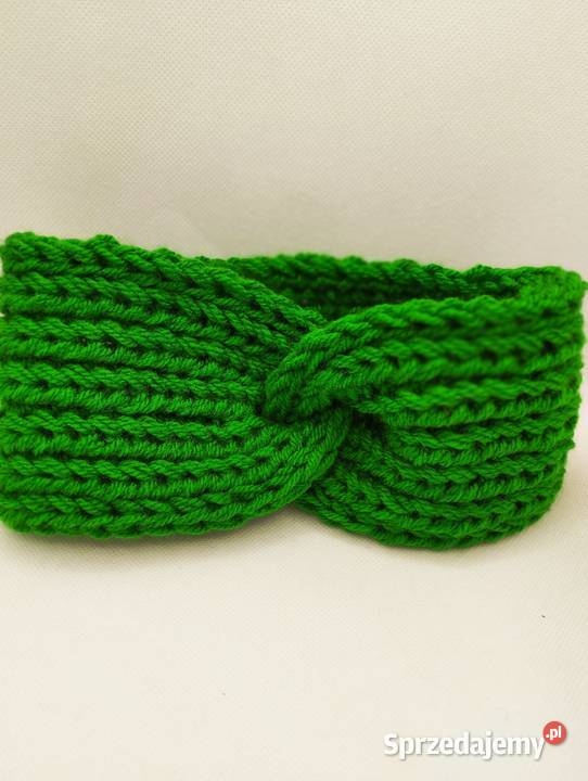 Damska zielona ciepła opaska turban handmade Nakrycia głowy Nakrycia głowy Olsztyn