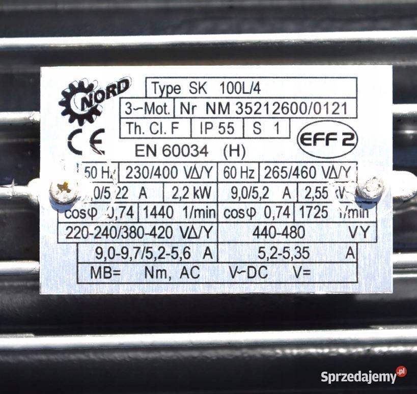 Motoreduktor kątowy 22kw 73obrmin NORD lubuskie Kargowa