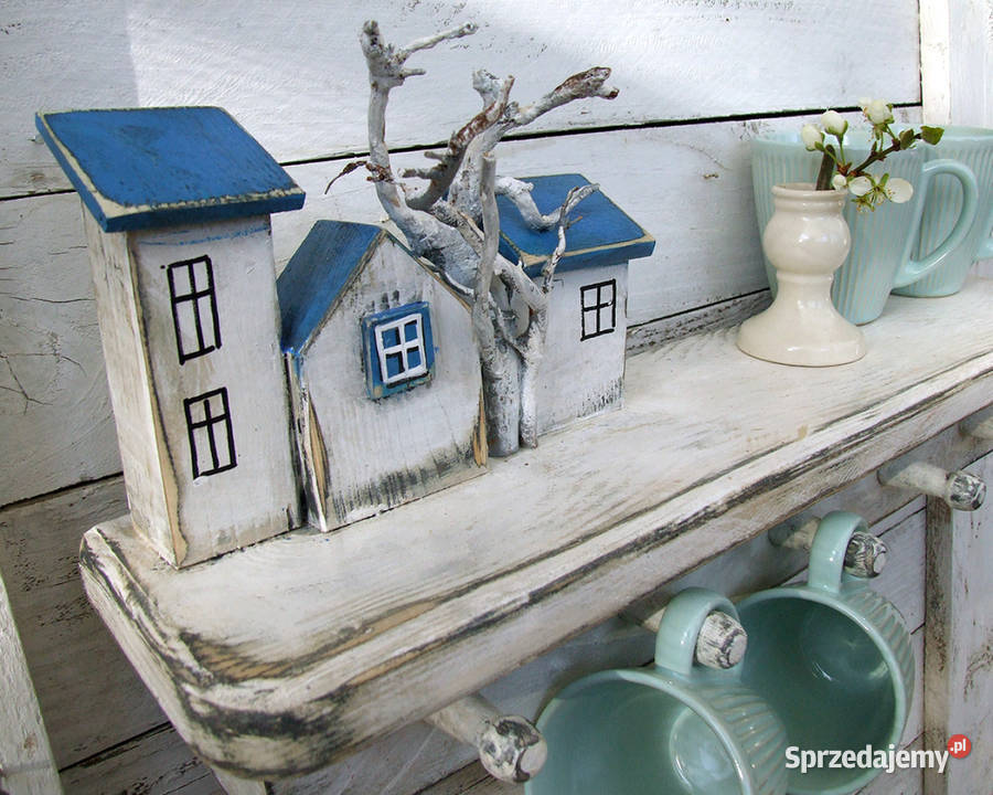 Drewniana półka do kuchni z wieszaczkami Solec Kujawski