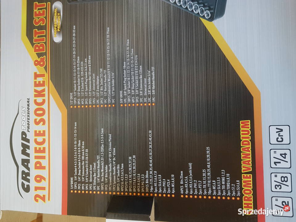 Klucze nasadowe CRAMP 219 elementów Głogowa