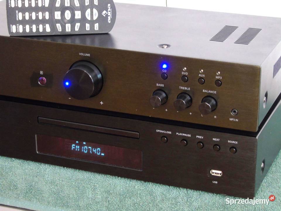 Śliczny zestaw stereo Auna pilot USB mp3 CD Rds Audio Jasło