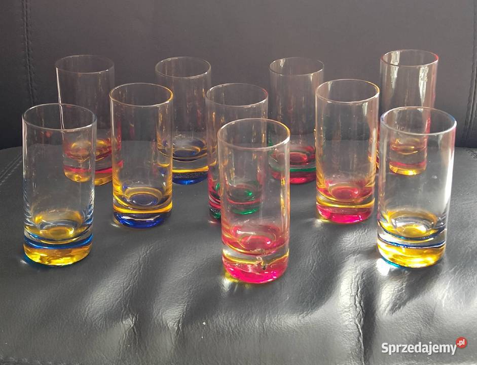 Szklaneczki literatki kolorowe dno Porcelana i szkło Nakło nad Notecią