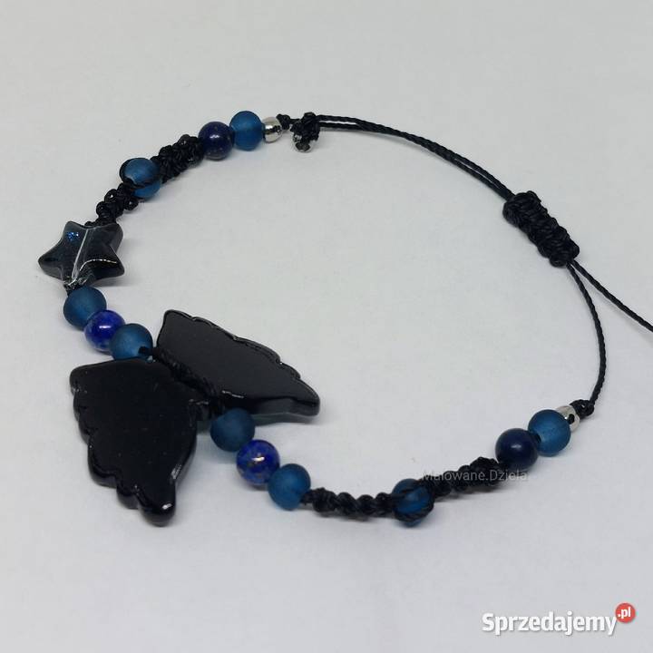Bransoletka ręcznie robiona z motylem i lapis Lębork sprzedam