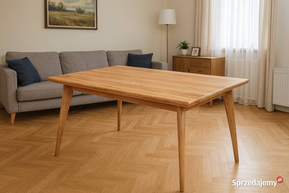 Stół Dębowy LOFT 100 Lite Drewno DĄB Rozkładany 90cm