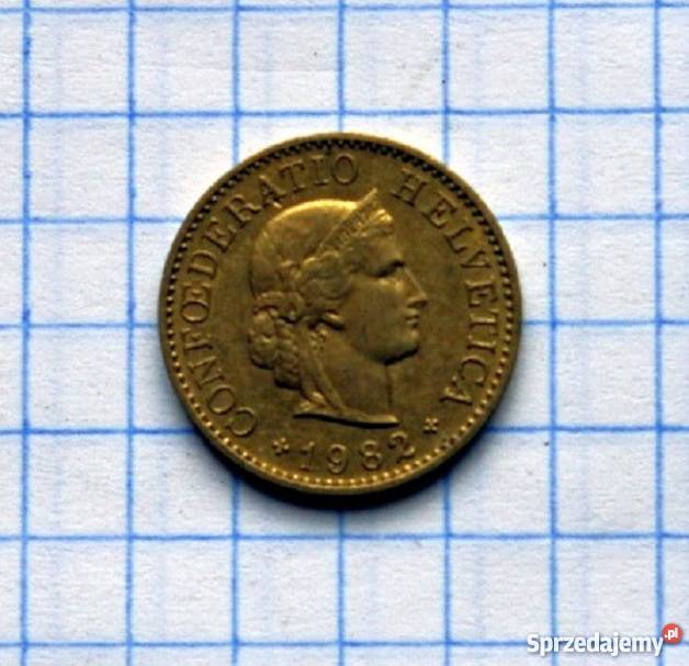 5 RAPPÓW 5 CENTYMÓW 1982 SZWAJCARIA Antyki, Sztuka, Kolekcje Piszczac