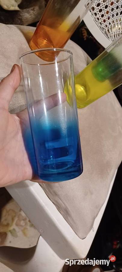 szklanki z lat 8090 tych szkło z efektem wielkopolskie