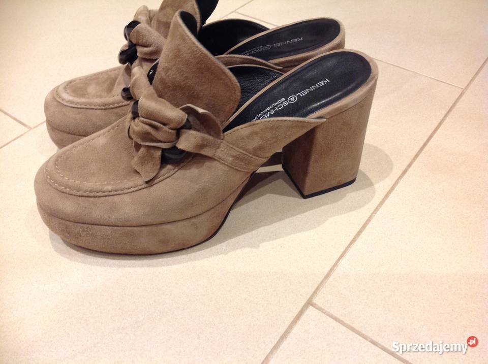 Klapki Skórzane na Platformie KENNELSCHMENGER r Nowa Sól