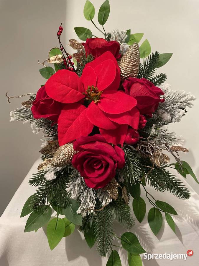 Świąteczna wiązanka bukiet do wazonu czerwone śląskie