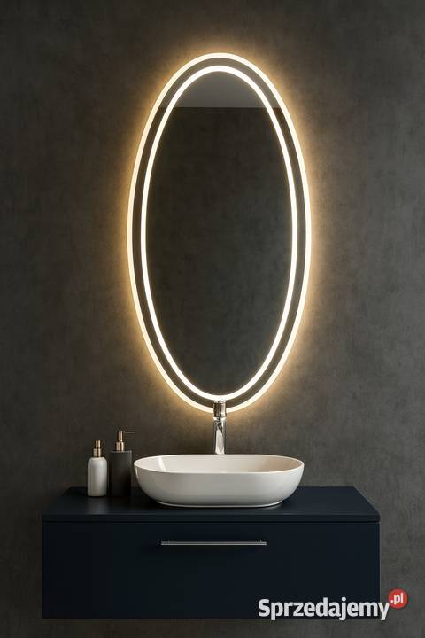 Lustro eliptyczne piaskowane z podświetleniem Warszawa