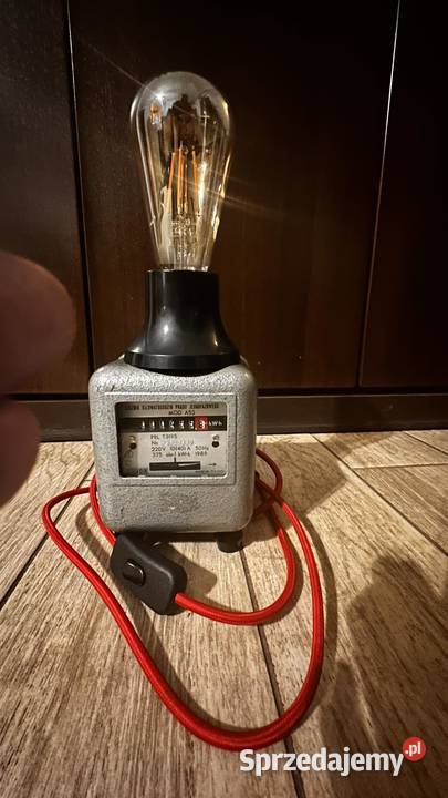 Lampa stołowa z licznika prądu unikat rękodzieła