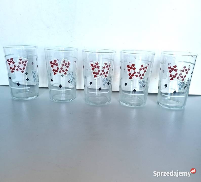 Szklanki brydżowe karciane z PRL vintage Łódź