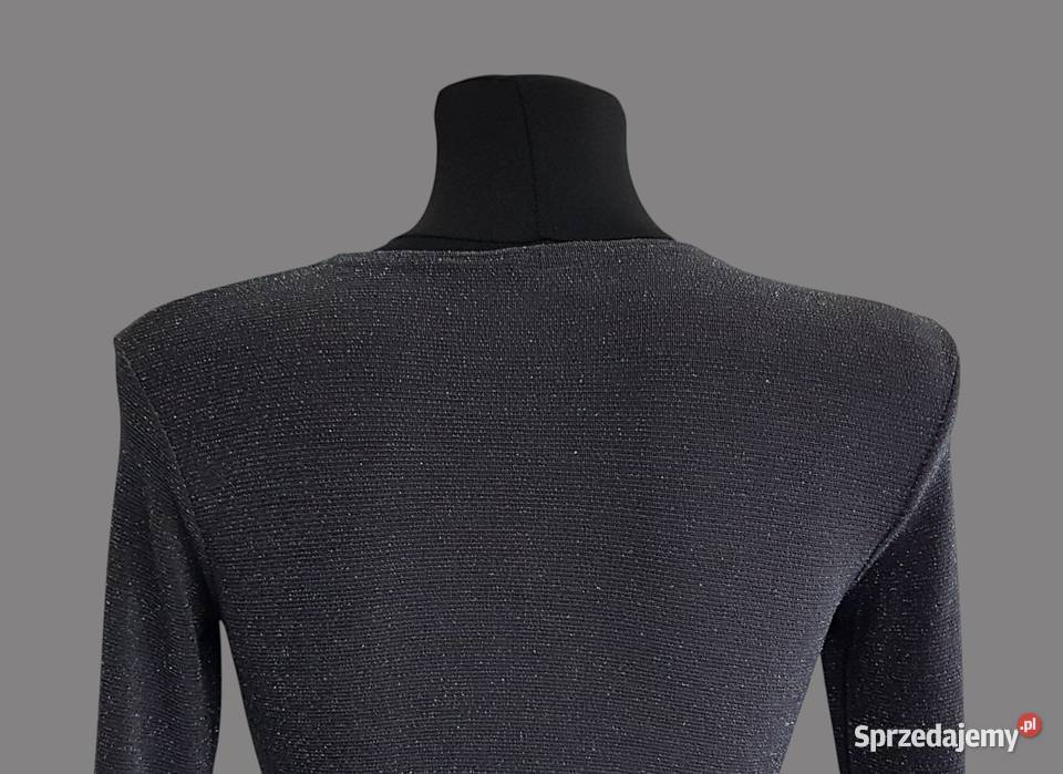 Damska elegancka bluzka szara brokatowa z długim Rozmiar 36(S) Chrzanów