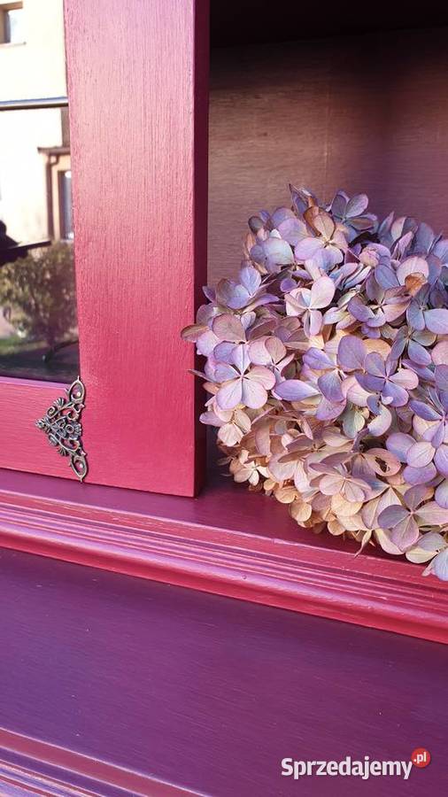 czerwony satynowy kredens barek biblioteczka 122cm