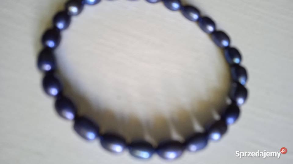 BRANSOLETKA Z PEREŁ HODOWLANYCH PERŁOWE INDYGO