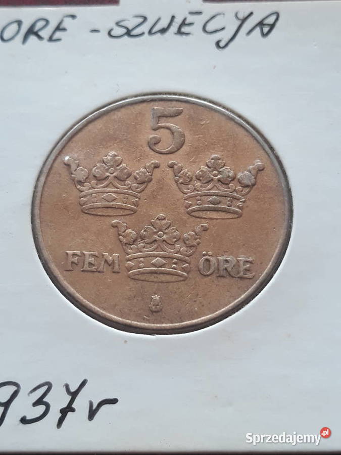 5 Ore Szwecja 1937 r mennicze wielkopolskie