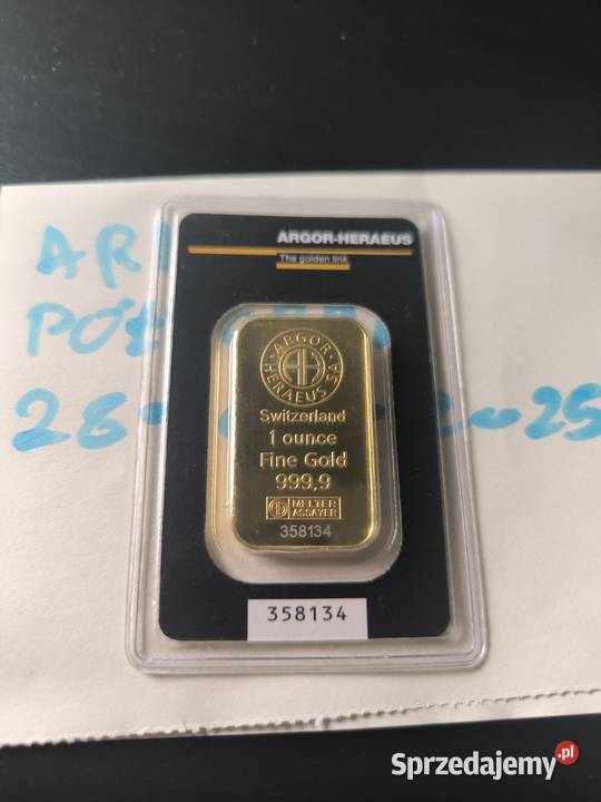 Sztabka Złota 1 uncja ARGORHERAEUS dolnośląskie Oława