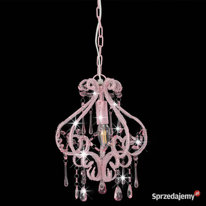 Lampa sufitowa z koralikami różowa okrągła E14 Warszawa sprzedam