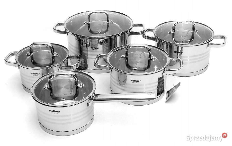 Garnki ze stali Hoffner 10 el grubsze Garnki i szybkowary sprzedam