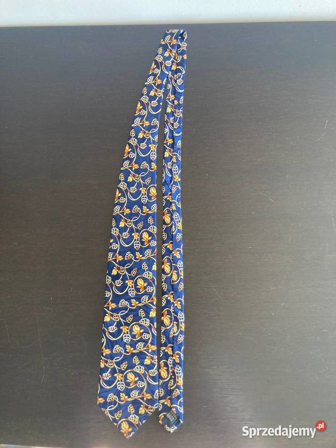 Granatowy krawat Norman Silkties wzór kwiatowy