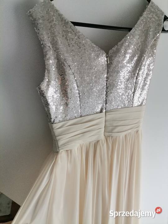 Elegancka długa suknia ślubna wieczora S Szamotuły