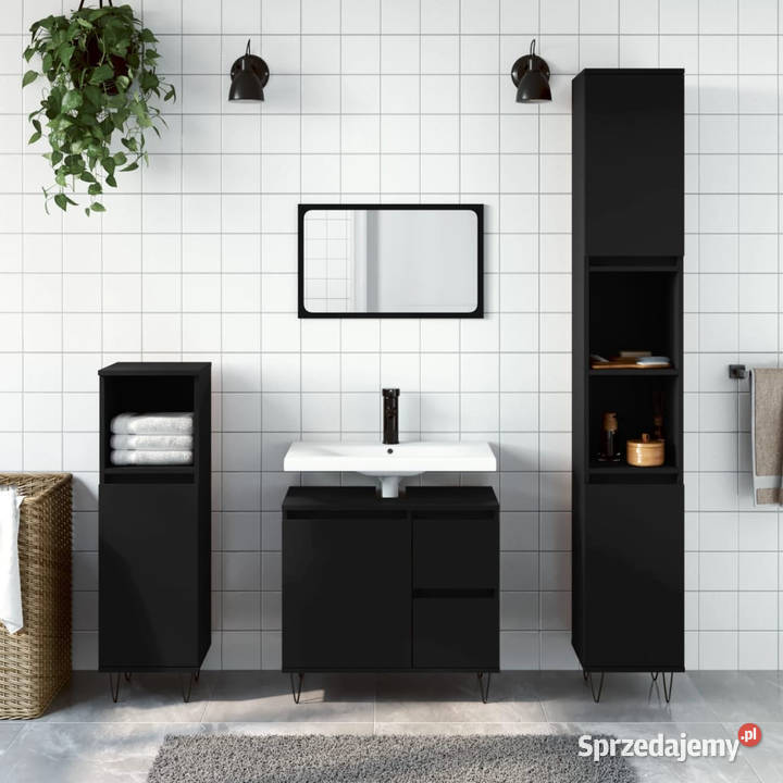 Szafka łazienkowa czarna 65x33x60 materiał Warszawa