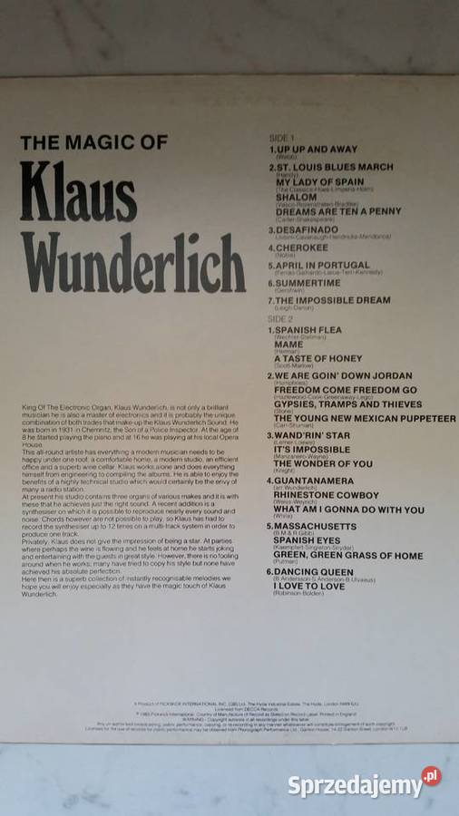 The Magic of KLAUS WUNDERLICH 1983 Pickwick LP Puławy sprzedam