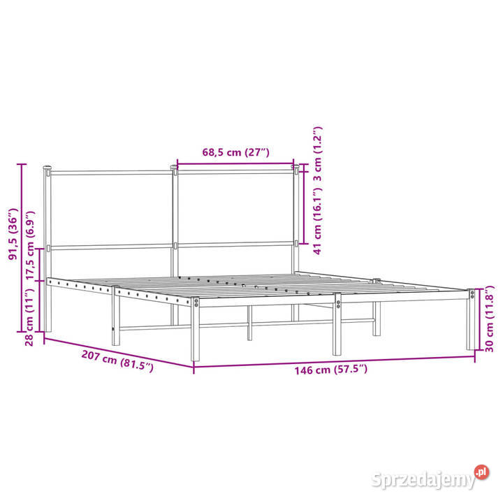 Łóżko Czarne Metalowe Rama Łóżka Metalowa Ze 146cm Warszawa sprzedam