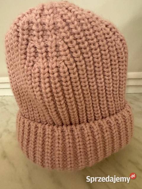 Czapka różowa damska z akrylu dzianina beani Częstochowa sprzedam