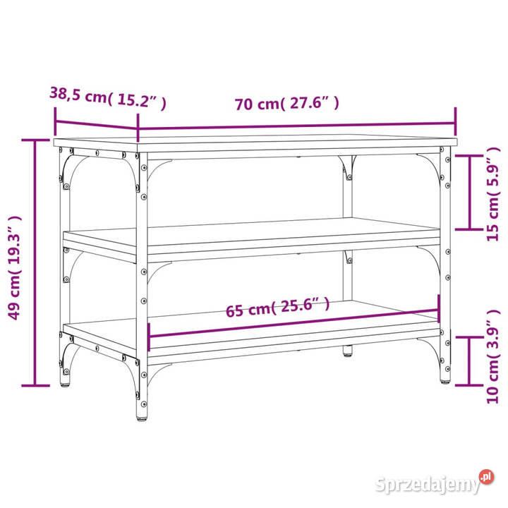 Ławka na buty brązowy dąb 70x385x49 WM839042 sprzedam