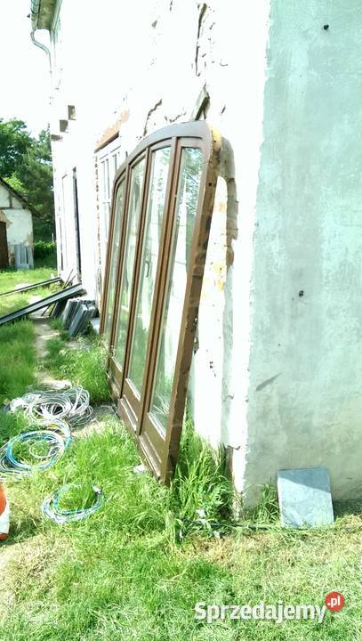 Drzwi przeszklone witryna na taras balkon drewno