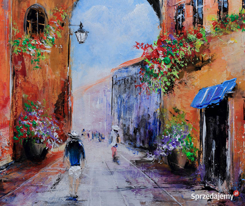 WŁOSKA ULICZKA obraz akrylowy 50x40 RMPopek Malarstwo mazowieckie