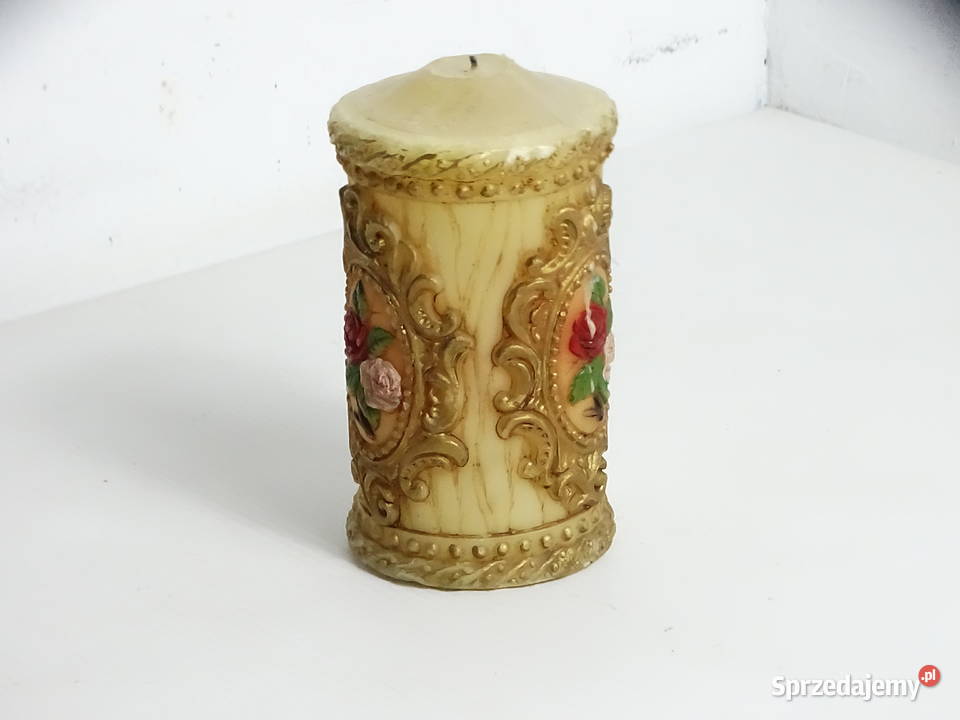 Ozdobna świeca ozdobna rzeźbiona vintage barok z Świece Biłgoraj