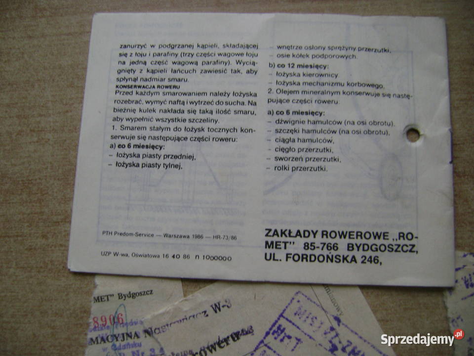 Starocie z PRL Rower Romet Zestaw kilku Gdynia