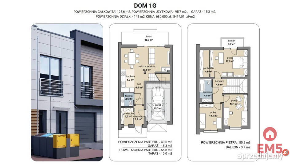 Dom szeregowy do sprzedania 125m2 Zaścianki szeregowa
