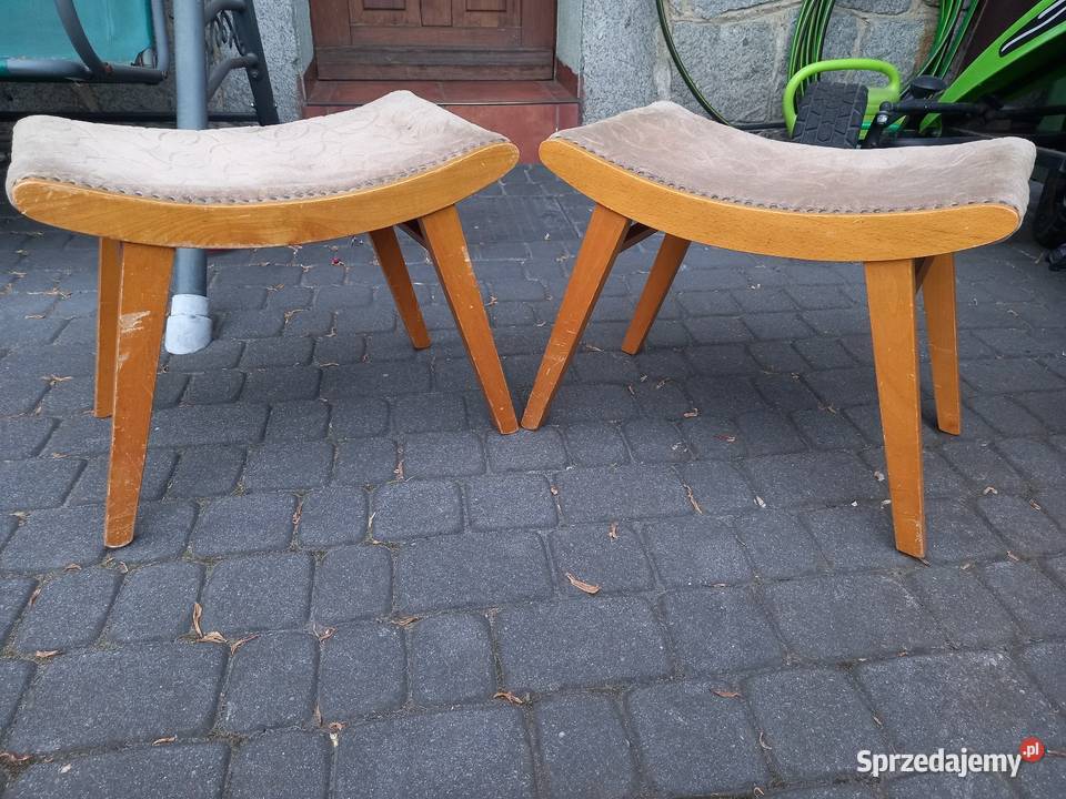 Stare podnóżki taborety stołki PRL vintage Rawicz