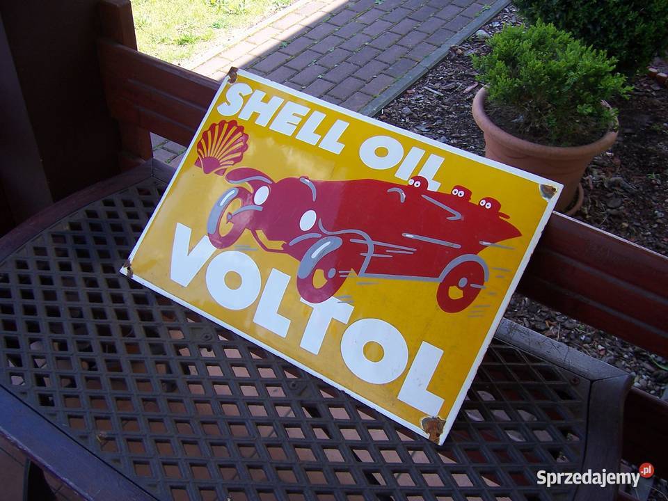 Shell Oil Voltol reklama szyld blacha emaliowana Goleniów