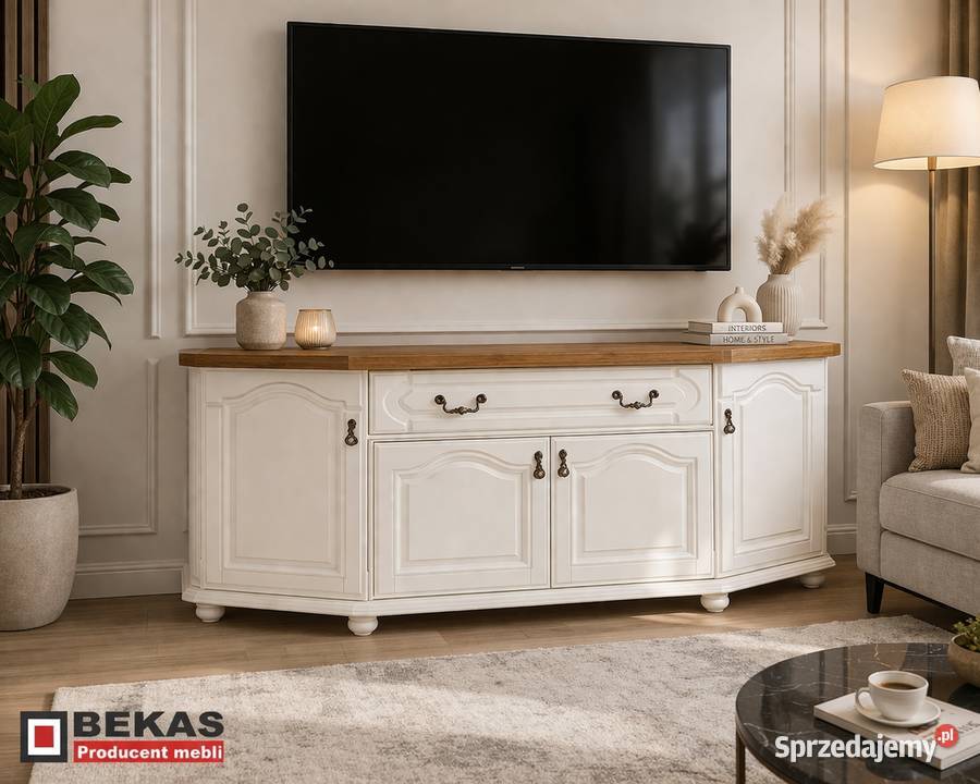Klasyczna Biała Witryna 120 Naturalny Dębowy 120cm
