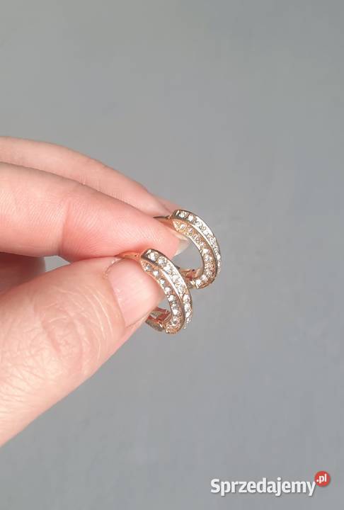 Nowe kolczyki 3D z cyrkoniami na biglach kolor Gdańsk sprzedam