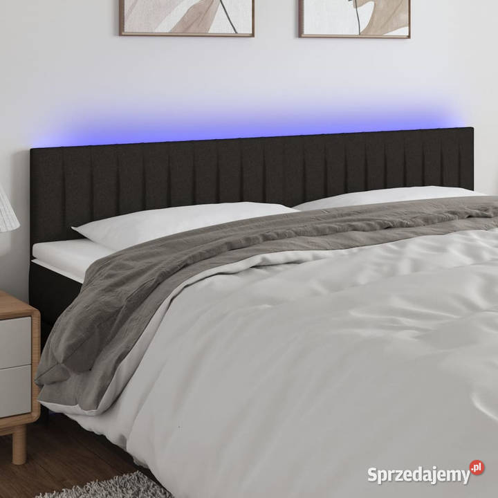 Zagłówek do łóżka z LED czarny 160x5x7888 mazowieckie