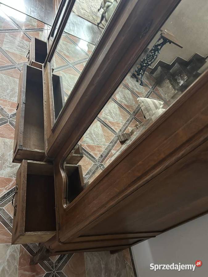 Szafa dębowa lustro kryształowe frezowane Antyki