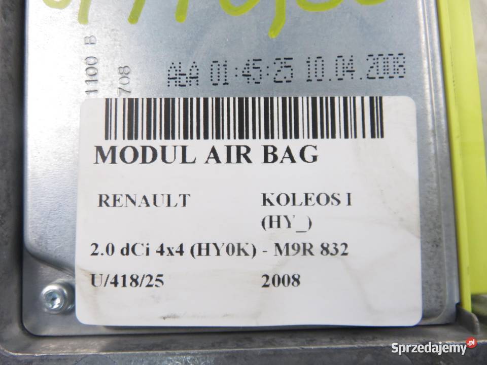 MODUŁ AIRBAG RENAULT KOLEOS I 98820JY10A osobowe
