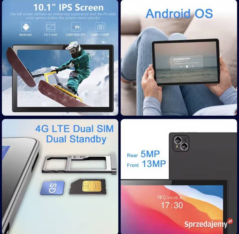 Tablet 101 cala Android 13 SIM zestaw 6GB Tablety i palmtopy Kraków sprzedam