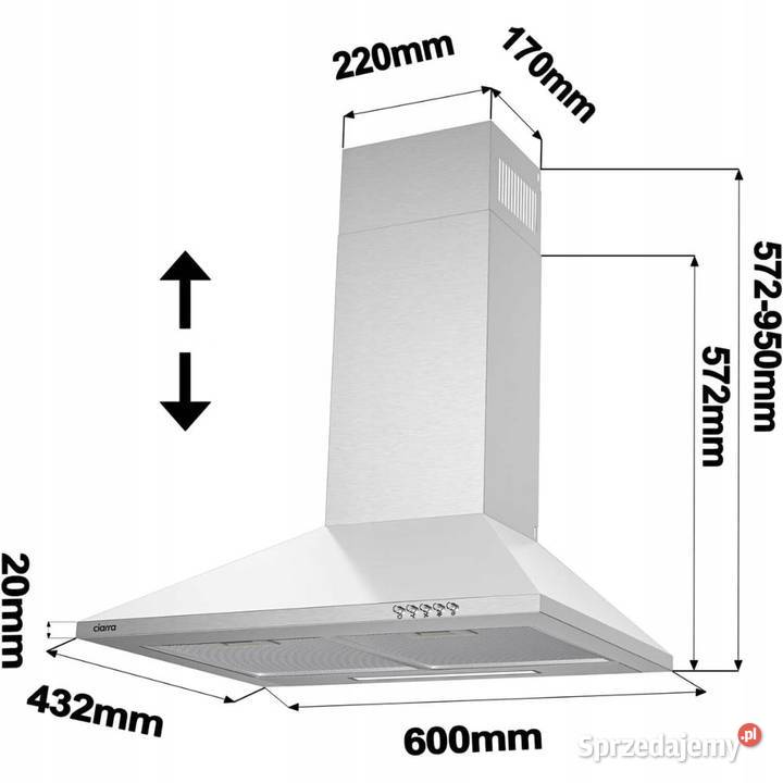 Okap ścienny kuchenny 60 srebrny ze stali Myszyniec