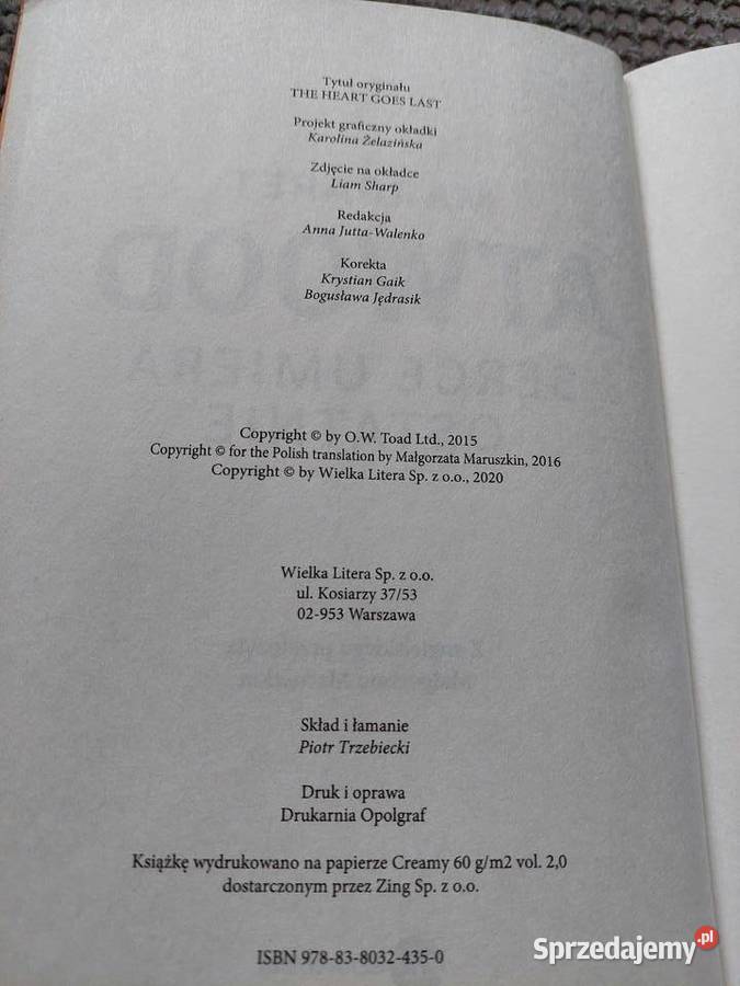 Serce umiera ostatnie Margaret Atwood społeczno-obyczajowe sprzedam