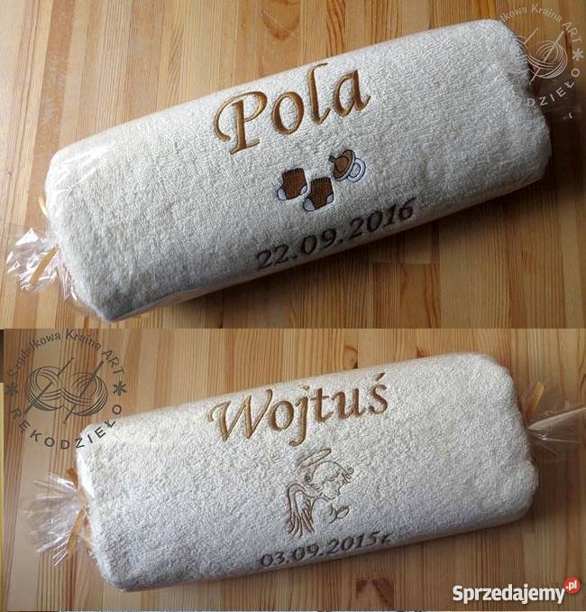 GRUBY ręcznik z HAFTEM imię PREZENT DZIEŃ Toruń sprzedam