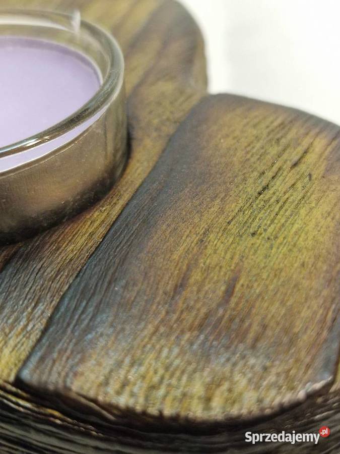Świecznik drewniany serce mchowy na tealight Świeczniki Sępopol