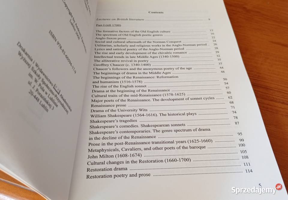 Lectures on British literature a historical pomorskie Gdańsk