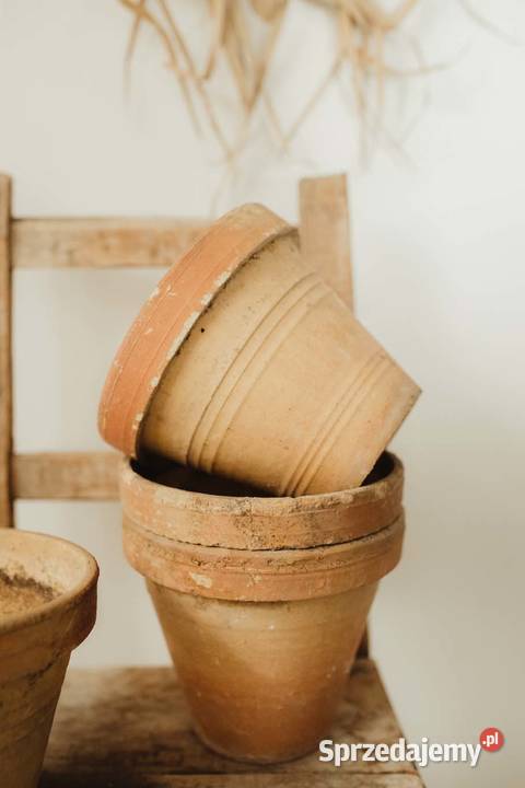 Stare piękne gliniane doniczki rustykalne 3 Wrocław
