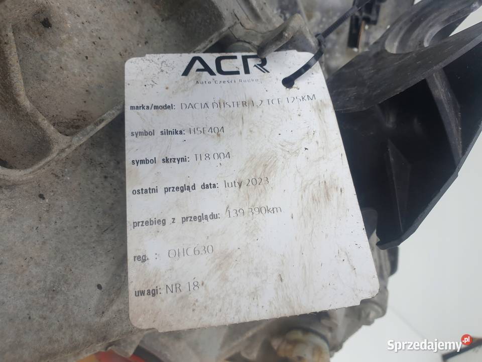 Dacia Duster 12 TCE SKRZYNIA BIEGÓW TL8004 lubelskie