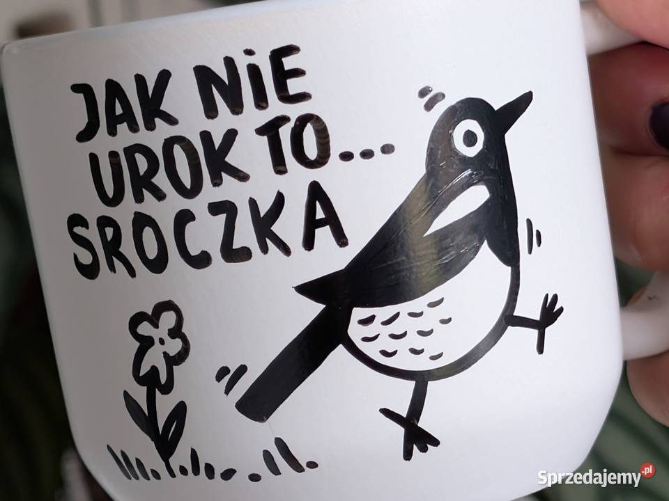 Kubek Ceramiczny Ręcznie Malowany SROCZKA 300ml dolnośląskie Dobrzykowice